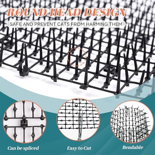 6.5ft Scat Mat for Cats with Spikes, Prickle Strips Network Digging Stopper Outdoor Spike Deterrent Mat, 78 inch x 11 inch