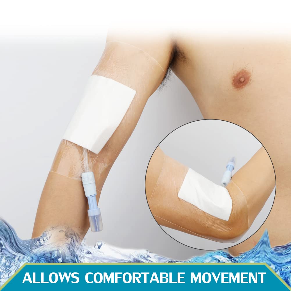 Waterproof Shower Protector Large Cover Shields with Non-Stick Center Pad for PICC Central Line Peritoneal Dialysis Chest Port Feeding Tube PD Catheter Accessories Bandages Women Men 9"x9"(Pack of 25)