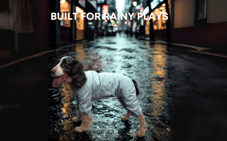 Vilichi Dog Raincoat, Waterproof Coat, Light Weight & Weather Resistant Shell, Full Coverage Rain Jacket with Legs, Grey, Including Storage Bag, for Medium Breed (X-Large)