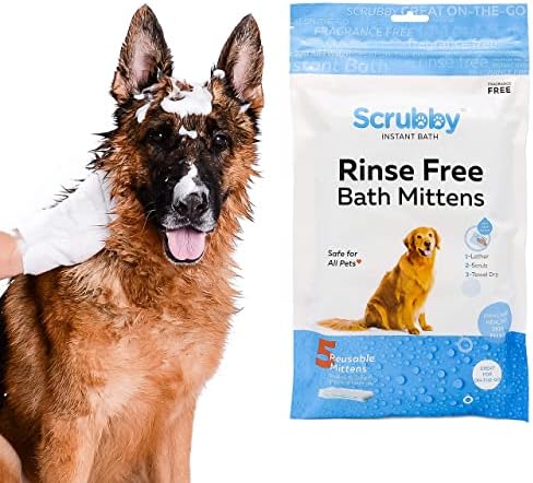 No Rinse Pet Wipes, Rinse Free Shampoo Mittens for Dogs and Cats, Bath Wipes for Bathing and Washing Pets, Hypoallergenic No Rinse Wash Mitt for Grooming, Lather Wipe Dry - 15 Pack