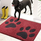 PURRUGS Dirt Trapper Door Mat 20" x 31.5", Non-Skid/Slip Machine Washable Microfiber Entryway Rug, Dog Doormat, Super Absorbent Welcome Mat for Muddy Wet Shoes and Paws, Burgundy Red
