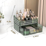 Makeup Organizer for Vanity, Stackable Cosmetics Organizer and Storage, Cosmetic Display Cases with 1 Drawers and 1 Tray for Makeup Brush, Hair Accessories, Lipstick and Jewelry, Green
