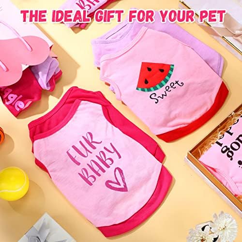 8 Pieces Pet Shirts Printed Puppy Soft Dog Shirt Pullover Cute Dog Sweatshirts Valentine‘s Day Puppy Girl Clothes Outfits Small Pet Cats(Cute Pattern,Size S)