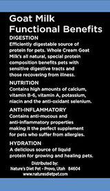 Nature's Diet Pet Dried Whole Cream Goat Milk for use as High Protein, Hypoallergenic Digestion, Anti-inflammatory Powdered Instant Meal Topper (16 oz = 53 Cups or 159 Servings)
