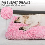Vonabem XL Dog Bed Large Crate Pad, Washable Pink Pet Beds, Deluxe Plush Soft Crate Bed 42 inch, Dog Mats for Sleeping, Anti-Slip Kennel Pad 41 * 27 inch