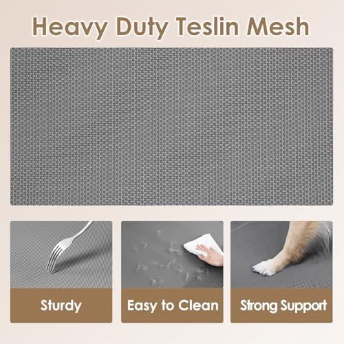 EHEYCIGA Tool-Free Assembly Elevated Large Dog Cot Bed, Raised Outdoor Dog Hammock, Lifted Pet Platform with Frame and Washable Waterproof Cooling Teslin Mesh and Anti-Slip Feet, 43x26 inch