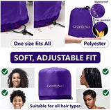Bonnet Hair Dryer w/A Headband Integrated That Reduces Heat Around Ears & Neck - Hair Dryer Diffuser Cap for Hair Dryer Curly Hair, Speeds Up Drying Time, Deep Conditioning at Home - Large (Purple)
