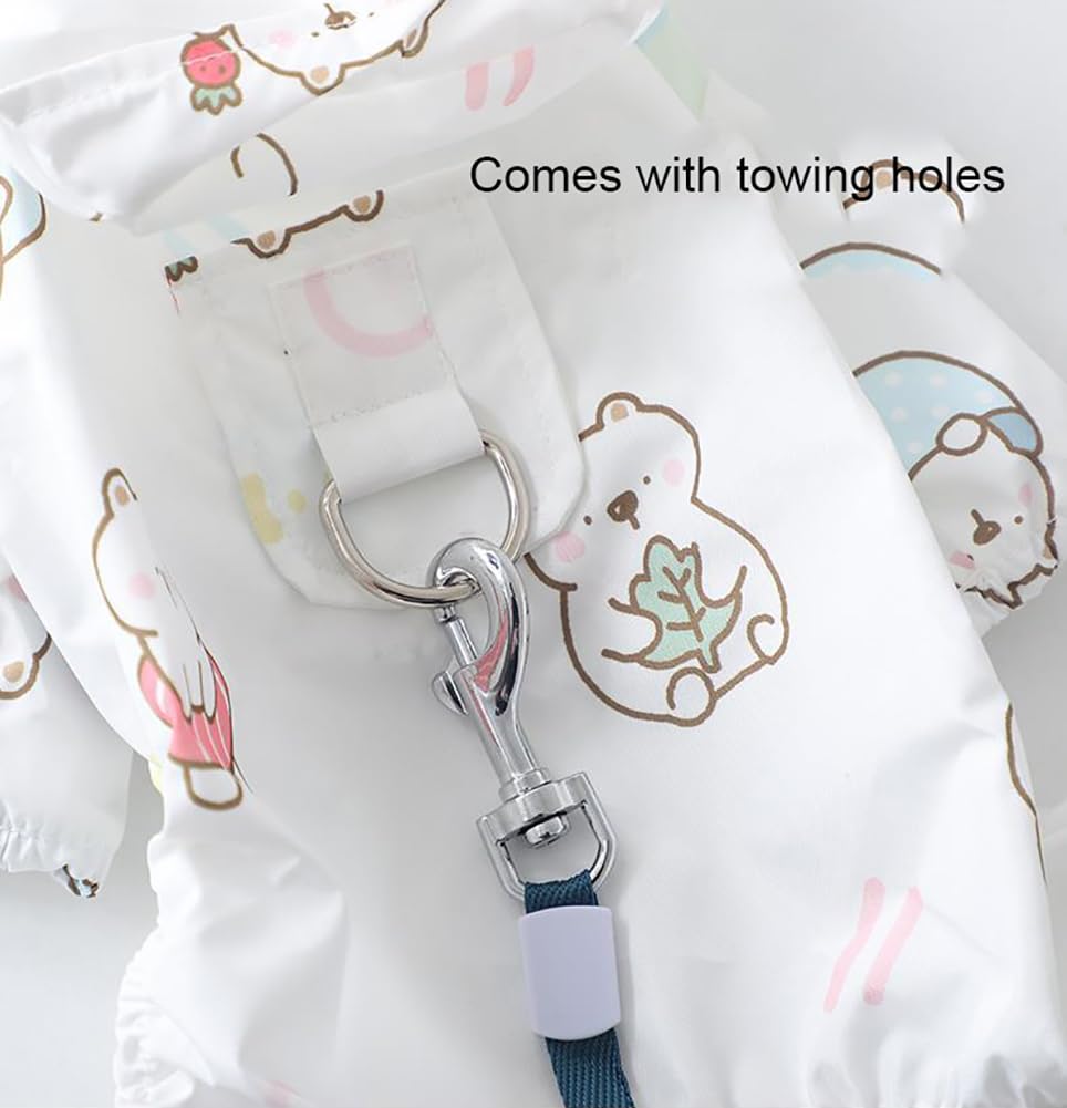 Maigllra Pet Dog Raincoat Pet Waterproof Rain Jacket with Transparent Hood, Cute Elephantst Printing Raincoat for Small Medium and Large Dog