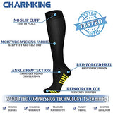 CHARMKING Compression Socks for Women & Men (8 Pairs) 15-20 mmHg Graduated Copper Support Socks are Best for Pregnant, Nurses - Boost Performance, Circulation, Knee High & Wide Calf (S/M, Multi 32)