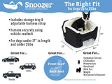 Snoozer Dog Car Seat with Storage Tray: Lookout II Dog Booster Car Seat for Pets up to 25lbs, Helps Alleviate Travel Sickness & Fear for Dogs, Removable Washable Cover – Denim Diamond, Size Medium
