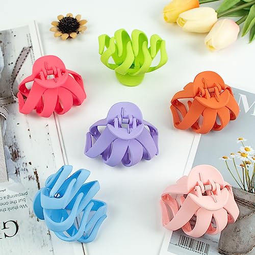 2.8 Medium Matte Hair Claw Clips for Thin Hair, 90' Strong Hold Non-slip Neutral Octopus Jumbo Hair Accessories for Women and Girls (Shiny)