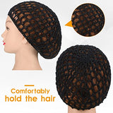 4 Pieces Mesh Crochet Hair Net Rayon Knit Snood Hat Thick Short Women Hairnet Snoods Cover Ornament for Sleeping (Black, Gray)