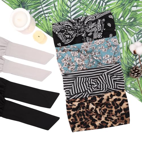 6 Pieces Adjustable Headbands for Women Elastic Knotted Boho Headbands For Women Fashion Wide Headband Hair Scarf Headband Yoga Workout Head Bands Hair Accessories Band