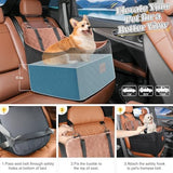 Dog Car Seats for Small/Medium Dogs Up to 35 lbs – Portable Memory Foam Dog Seat for Car with Anti-Slip Design, 2 Adjustable Safety Leashes & Storage Pockets(Black/Brown, Medium)