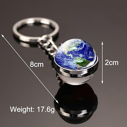 Keychains Luminous Planets Fashion Double-sided Crystal Pendant Key Ring Bags Key Chains Gifts Accessories (Earth)