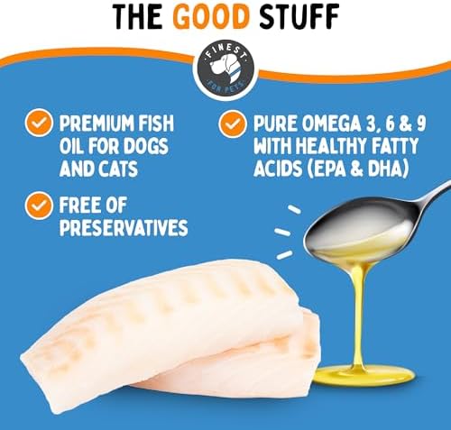 100% Pure Omega 3 Fish Oil for Dogs & Cats - Omegease Supplement for Skin & Coat, Itching, Shedding, Joints & Immune Health (32 oz)