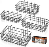 HORUSDY Peg Board Bins and Baskets | 4 Pack | Square Style 4 Size Pegboard Baskets and Pegboard Bins for Organize Workbenches, Accessories