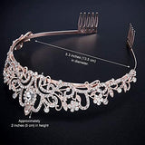 COCIDE Tiara Crystal Crowns Princess Rhinestone Crown with Combs Bride Headbands Bridal Wedding Prom Birthday Party Hair Accessories Jewelry for Women Girls (Rose Gold)