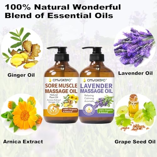 Valentines Day Gifts for Him Her,Gift for Women Men,Massage Oil for Massage Therapy,Lymphatic Drainage-Ginger Oil Sore Muscle Arnica Oil &Lavender Oil Relaxing Massage Oils for Date Night,Massage Ball