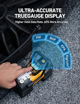 AstroAI Tire Inflator Portable Air Compressor (Up to 150 PSI) Tire Pump for Car 12V DC Digital Air Pump with 12 LEDs Super Bright Light for Bicycle, Motorcycle, Automotive Car Accessories