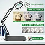 Magnifying Glass with Light and Stand, EOOKU Flexible Magnetic Helping Hand, 5X&10X 12V 108pcs LED Beads Magnifying Lamp, 3 Modes Adjustable Swivel Gooseneck Arms & Heavy Duty Base Plate