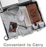 Mens Toiletry Bag Personalized Valentines Day Birthday Gifts for Men Him Initial PU Leather Waterproof Shaving Bag for Toiletries Accessories Travel Essential for Dad Husband Boyfriend (M)