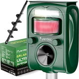 YARDEC Solar Animal Repellent Outdoor with Drill Bit - Waterproof Motion Activated Ultrasonic Animal Repeller with LED Flashing Light to Repel Deer, Rabbit, Squirrel, Skunk, Cat, Raccoon, Dog, etc.
