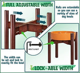 Dog Water Bowl Stand [14-in high] - Adjustable Holder for Water Fountain Dish and Feeder Bowls - Ideal for Large Breeds with 21-inch Wither Heights or Taller - Dark Wood Stand Only