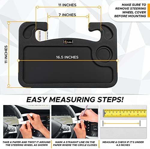 EcoNour 2 in 1 Car Steering Wheel Desk, Tray for Laptop Car Mount with Pen Holder| Food Tray for Eating with Drinks Holder | Multipurpose Travel Car Accessories
