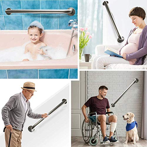 2 Pack 24 Inch Shower Grab Bar, iMomwee Satin Brushed Nickel Stainless Steel Bathroom Grab Bar Handle,Shower Balance Bar,Safety Hand Rail Support,Handicap Elderly Senior Assist Handle(1.25" Diameter)