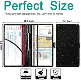 RSAquar unisex Car Registration and Insurance Holder, Vehicle Glove Box Organizer Cool Car Accessories, Car Document Holder for Cards, Driver License and Essential Document, Black Glitter