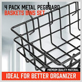 HORUSDY Peg Board Bins and Baskets | 4 Pack | Square Style 4 Size Pegboard Baskets and Pegboard Bins for Organize Workbenches, Accessories