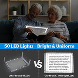 Magnifying Glass for Reading, 10"x 6" Large Lightweight Magnifier with 50 Bright LED Lights Provide Full Book Page Viewing Area Evenly Lit Perfect for Low Vision Person and Seniors Silver