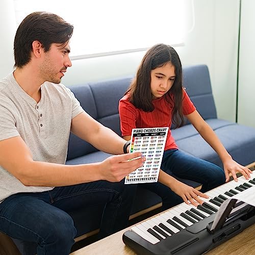 Zastic! Laminated Piano Chords Poster Chart - 8.5 x 11in - Piano Keyboard Key Poster Cheatsheet Note Chart - Essential Piano Accessories - Perfect Piano Note Posters Chart