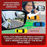 Blind Spot Convex Car Mirror - Rearview Accessories for Car Interior - Automotive Blindspot Mirrors for Larger Image and Improved Traffic Safety (2-Pack)