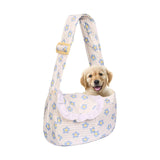 Floral Print Pet Carrier Bag for Small Dogs and Cats, Carry 5-15 Lbs Pet Purse, Hands-Free Design Pet Bags(Blue Floral, Small)