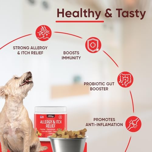 iHeartDogs Allergy & Itch Relief for Dogs with Salmon Oil, Quercetin, Colostrum, Antioxidants and Probiotics - 90 Count