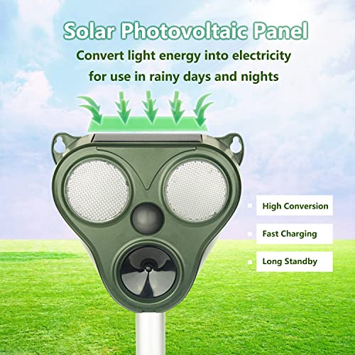 Animal Repeller Outdoor, Solar Ultrasonic Animal Repeller, Ultrasonic Cat Repeller, Repellent for Garden, Waterproof Repeller with PIR Motion Sensor, Animal Repellent for Cat, Dog, Skunks, Squirrel
