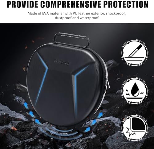 MOSISO Smart Hard Case Compatible with AirPods Max Supports Sleep Mode, Organizer Portable Travel Cover Storage Bag with Silicone Earpad & Headband Cover Anti-Scratch Accessories, Black