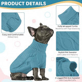 Queenmore Small Dog Pullover Sweater, Cold Weather Cable Knitwear, Classic Turtleneck Thick Warm Clothes for Chihuahua, Bulldog, Dachshund, Pug (Peacock Blue, Medium)