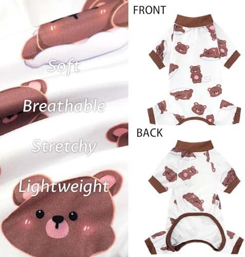 XPUDAC 4 Pack Dog Pajamas for Small Dogs, Puppy Clothes for Boy Girl Strechy Soft Pet Jumpsuit, Cat Onesie (Medium)