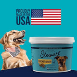 Stewart Freeze Dried Dog Treats, Chicken Liver, Healthy, Natural, Single Ingredient, Grain Free Dog Treat, Liver Treats for Dogs, 11.5 Ounces, Resealable Tub