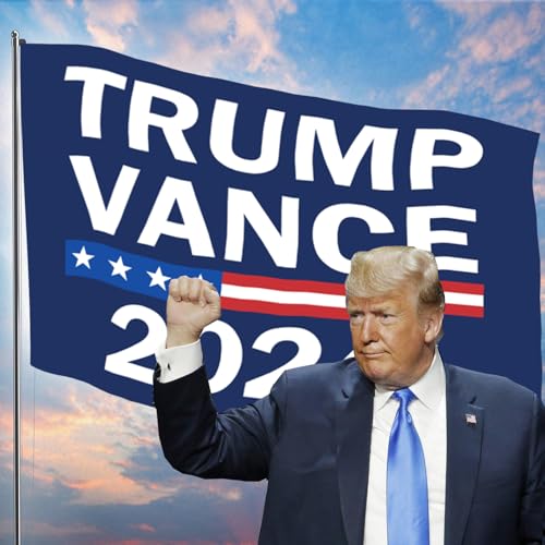 Trump Vance 2024 Flags 3x5 Outdoor Made in USA-Double Sided 3 Ply Heavy Duty Blue Trump Vance 2024 Flags Banner for Outside with 2 Brass Grommets UV protection Fade Resistant for Indoor Outdoor