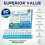 Sleep Mask Wipes - 50 Count Travel Wipes - DuraCleanse Extra Large, Extra Moist Cleaning Wipes for Full Face, Nasal Masks - Unscented Cleaner for Sleep Machine, Supplies and Accessories