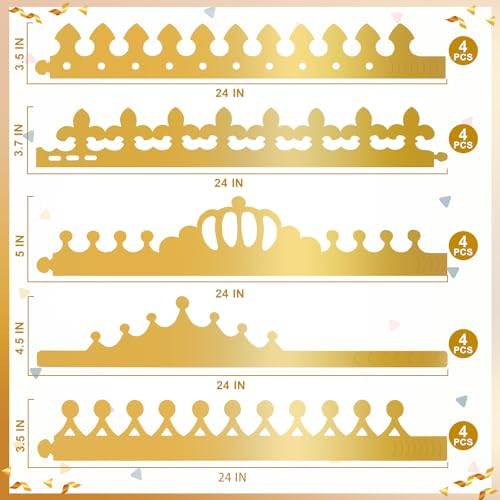 Gold Paper Crowns, Diy Birthday King Crowns Craft to Decorate, Paper Prince Princess Crown Hats for School Classroom