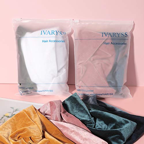IVARYSS Extra Wide Headbands for Women Non-Slip, 7'' Large Twist Knotted Stretchy Wraps Head Bands Hair Accessories, 4 Pack, Bright Color