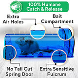 Humane Mouse Traps for Indoor, Home & Outdoor - Pack of 2 Reusable, Catch and Release Mouse Mice Traps - No Kill, Easy Set, Safe for Your Kids & Pets - Instantly Remove Unwanted Rodents from Your Home