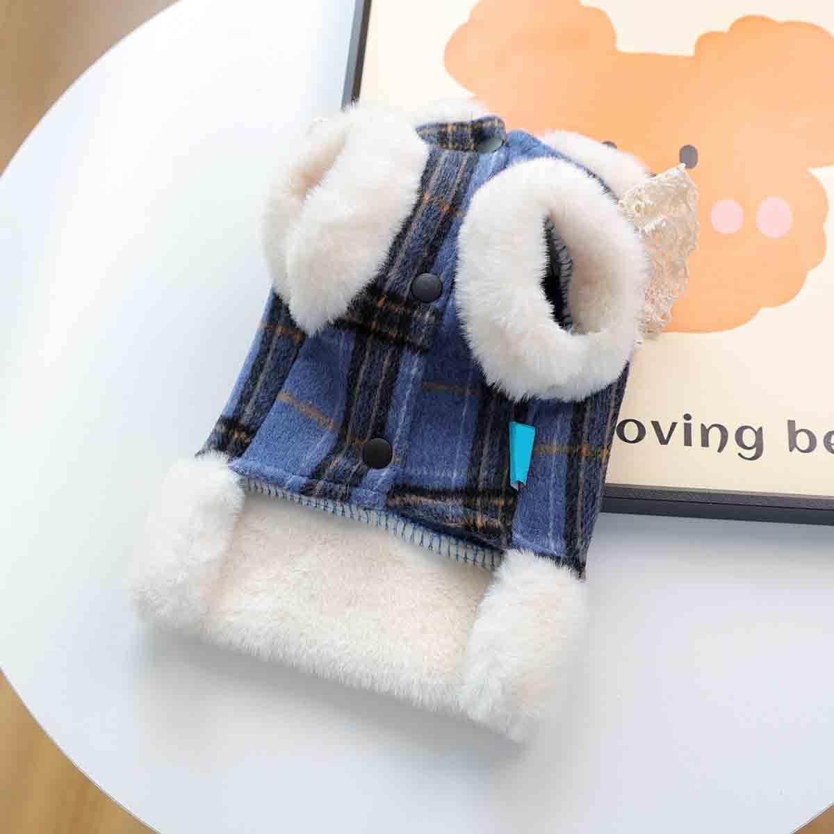 Small Dog Winter Denim Jacket Fleece Lined Puppy Cute Jean Clothes Cold Weather Dog Cozy Warm Coats Yorkie Chihuahua Stylish Clothes Christmas Birthday Holiday Outfits