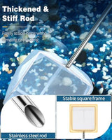 Pawfly Aquarium Shrimp Net Tiny Fish Tank Net with Extendable Stainless Steel Handle Fine Net Mesh for Shrimp Baby Fish Food Residue Debris Skimming Net for Small Ponds