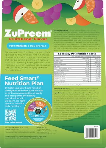 ZuPreem FruitBlend Bird Food for Medium Large Birds, Parrots, Conures, 10 lbs
